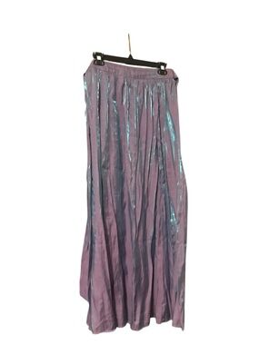 Women's Iridescent Long Lavender Flowy Skirt Elastic Back w belt